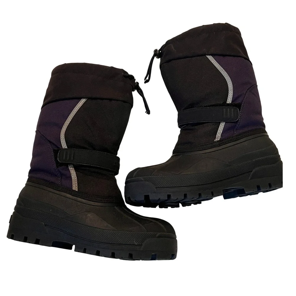 LL Bean Kids Snow Boots Black/purple‎ Winter Cold Weather Insulated Buckle